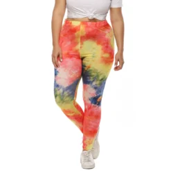 Plus Size Women Irregular Multi-Color Print Basic Trousers -Plus Size Dresses Shop e030b9b0a7a3a64b