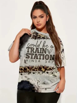 Women's Fashion Plus Size Casual Print Round Neck Short Sleeve T-Shirt -Plus Size Dresses Shop e05648e83510dd87