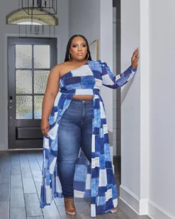 Plus Size Women Fashion Casual One Sleeve Print Dress -Plus Size Dresses Shop e06df4c71590782c