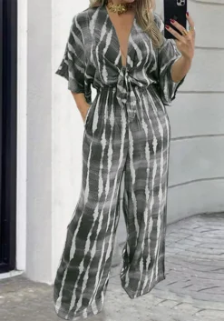 Plus Size Women Lace-Up Half-Sleeve Jumpsuit -Plus Size Dresses Shop e0941579f57f557e