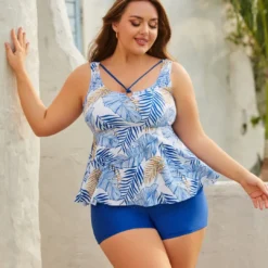 Plus Size Swimsuit Print Two Pieces Square Leg High Waist Swimwear Women -Plus Size Dresses Shop e0d47a857d7456db