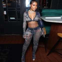 Plus Size Women Spring And Summer Sexy Lace Long Sleeve Top And Printed Pants Two-piece Set -Plus Size Dresses Shop e1560835d2e7a2e1