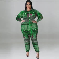 Plus Size Women's Fall Print Long Sleeve Jumpsuit -Plus Size Dresses Shop e17ef748427fc7df