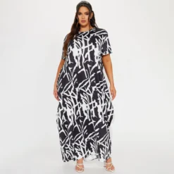 Plus Size Women Abstract Print Black And White Casual Loose Dress 23 Plus Size Women Abstract Print Black And White Casual Loose Dress -Plus Size Dresses Shop e1e00a52ffe60622