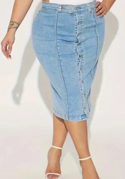 Plus Size Women Bodycon Stretch Denim Skirt -Plus Size Dresses Shop e1f4efdac749493f