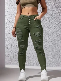 Plus Size Women's Casual Ripped Tight Fitting Denim Pants -Plus Size Dresses Shop e1f755ff18b19ac1