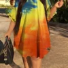Tie Dye Printed Ruffle Short Sleeve Plus Size Dress 2 Tie Dye Printed Ruffle Short Sleeve Plus Size Dress -Plus Size Dresses Shop e1ff29c66631763a