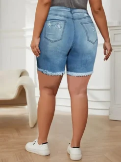 Summer Ripped Denim Shorts Stretch Plus Size Pants