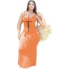 Fashion Women'S Solid Color Print Straps Long Dress Plus Size Dress 1 Fashion Women'S Solid Color Print Straps Long Dress Plus Size Dress -Plus Size Dresses Shop e302451fd3c9df45