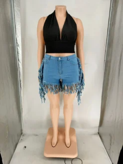 Plus Size Women's Sexy Fringe Denim Shorts -Plus Size Dresses Shop e361f34420e5ef5d