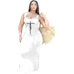 Fashion Women'S Solid Color Print Straps Long Dress Plus Size Dress -Plus Size Dresses Shop e3a0f0c3d701541c