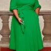 Plus Size Slim Waist Chic Sexy Swing Dress With Belt 2 Plus Size Slim Waist Chic Sexy Swing Dress With Belt -Plus Size Dresses Shop e3d7205f23a3ae45