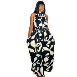 Sexy Print Plus Size Wide Leg Fashion Back Zip Jumpsuit -Plus Size Dresses Shop e40def37ee0983f1