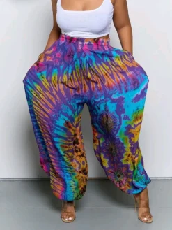 Print Loose Casual Plus Size Trousers -Plus Size Dresses Shop e47b4941fc956126