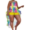 Sexy Halter Print Ruffled Irregular Two-Piece Shorts Set Clubwear -Plus Size Dresses Shop e48dc079b0fafe2f