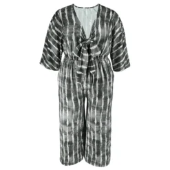 Plus Size Women Lace-Up Half-Sleeve Jumpsuit -Plus Size Dresses Shop e513eb8f91afce19