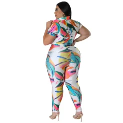 Plus Size Women's Printed Summer Short Sleeve Shirt Trousers Fashion Casual Two Piece Set 29 Plus Size Women's Printed Summer Short Sleeve Shirt Trousers Fashion Casual Two Piece Set -Plus Size Dresses Shop e558871838fedc49