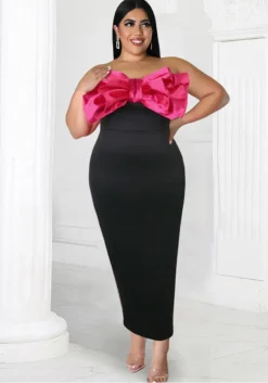 Contrast Bow Dress Sexy Strapless Sleeveless Formal Party Evening Dress -Plus Size Dresses Shop e56b1d0ef48cdcf7