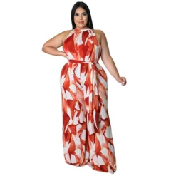 Plus Size Women Holidays Casual Print Sleeveless Jumpsuit -Plus Size Dresses Shop e642bc86627db3e1