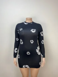 Plus Size Women Printed Long Sleeve Dress -Plus Size Dresses Shop e6501fa052b89a4b