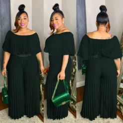 Women'S Fashion Off Shoulder Pleated Loose Slim Waist Jumpsuit -Plus Size Dresses Shop e6a95a5e5eea9b6a