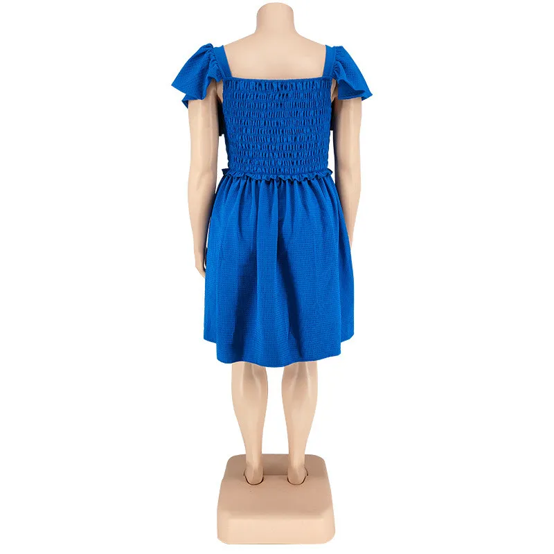 Plus Size Summer Women's Off Shoulder Short Sleeve Casual Swing Dress 16 Plus Size Summer Women's Off Shoulder Short Sleeve Casual Swing Dress - Image 14