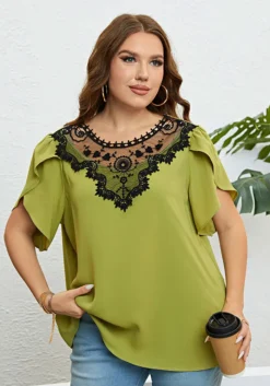 Women Summer Round Neck Lace Top -Plus Size Dresses Shop e6e890923dff8caa