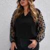 Plus Size Women's Autumn And Winter Mesh Patchwork Tops -Plus Size Dresses Shop e7393893fc72b802