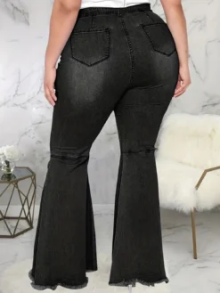 Plus Size Women Stretch Bell Bottom Denim Pants -Plus Size Dresses Shop e798211e6da7ccaa
