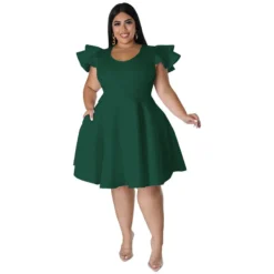 Plus Size Women Ruffles Short Sleeve Dress -Plus Size Dresses Shop e7f85047cea7ac30