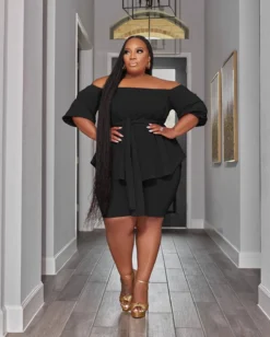 Plus Size Women Off Shoulder Solid Top And Shorts Casual Two-Piece Set -Plus Size Dresses Shop e80195366f6b2a2b