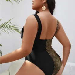 Plus Size Swimsuit Color Block One Piece Swimwear -Plus Size Dresses Shop e830b8e5679acc16