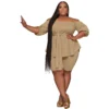 Plus Size Women Off Shoulder Solid Top And Shorts Casual Two-Piece Set -Plus Size Dresses Shop e92c553fdd2a313c