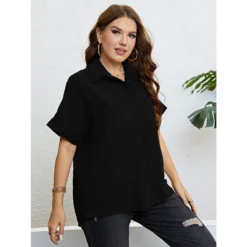 Women Summer Polo Collar Shirt -Plus Size Dresses Shop e95813a096b757d1
