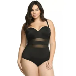 Plus Size Women Solid Mesh Patchwork Underwire Backless One-Piece Swimwear -Plus Size Dresses Shop e9a402dc60e98326