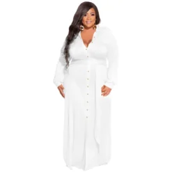 Plus Size Women Solid Tie Long Sleeve Shirt Dress 36 Plus Size Women Solid Tie Long Sleeve Shirt Dress -Plus Size Dresses Shop e9ebed43c6fd3280