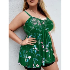 Plus Size Swimsuit Floral Print Two Pieces Women's High Waist Swimwear -Plus Size Dresses Shop ea687ca2994e79e6