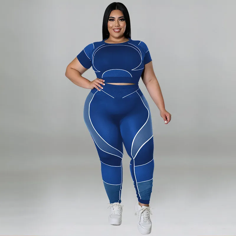 Plus Size Women's Sports Tight Fitting Yoga Two Piece Pants Set 20 Plus Size Women's Sports Tight Fitting Yoga Two Piece Pants Set - Image 18
