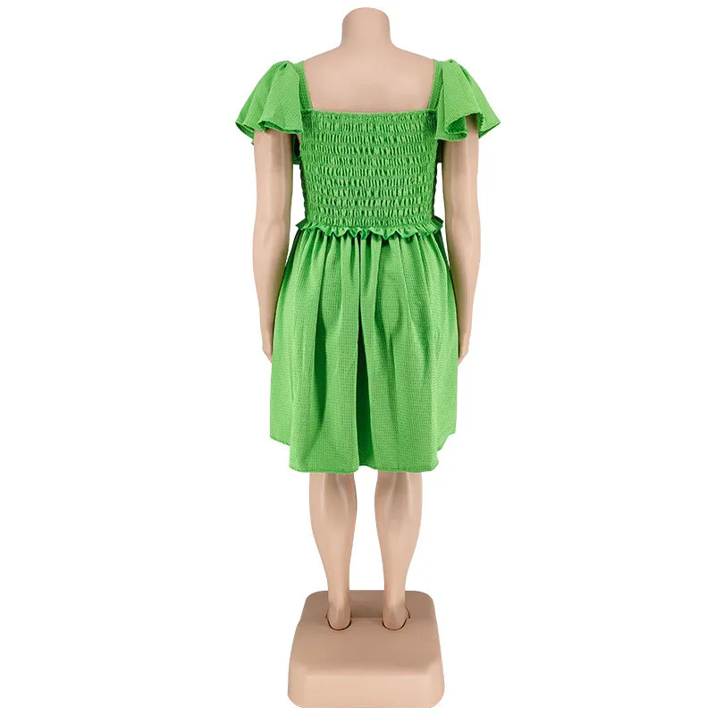 Plus Size Summer Women's Off Shoulder Short Sleeve Casual Swing Dress 14 Plus Size Summer Women's Off Shoulder Short Sleeve Casual Swing Dress - Image 12