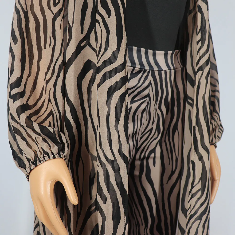 African Women Printed Chiffon Rope+ Top+ Stretch Pant Three-Piece 3 African Women Printed Chiffon Rope+ Top+ Stretch Pant Three-Piece