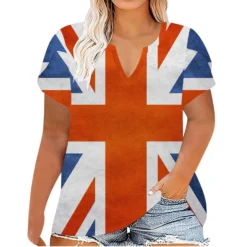 Plus Size Women Printed Summer Short Sleeve V-Neck T-Shirt -Plus Size Dresses Shop ebd8b9b5e244f298