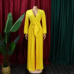 Summer V-Neck Sexy Lace-Up Pleated Wide Leg Plus Size Jumpsuit -Plus Size Dresses Shop ec5f427f2b92457c