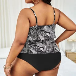Print High Waist Two Piece Plus Size Tankini Swimsuit -Plus Size Dresses Shop ed0730b1635e4686