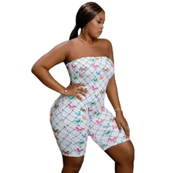 Printed Strapless Bodysuit Set -Plus Size Dresses Shop ed8c4a33d4282777