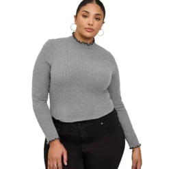 Fall Winter Plus Size Women's Mock Neck Long Sleeve Slim Fit Basic Shirt Top -Plus Size Dresses Shop ee3eaec6b0a66b78