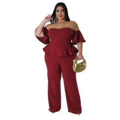 Women'S Sexy Off-Shoulder Short-Sleeve Wide-Leg Jumpsuit -Plus Size Dresses Shop ee5293fd6e66aeb6