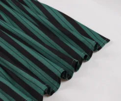 Women Striped Peter Pan Collar Lace-Up Puff Short Sleeve Vintage Dress -Plus Size Dresses Shop ee774ec2993932a9