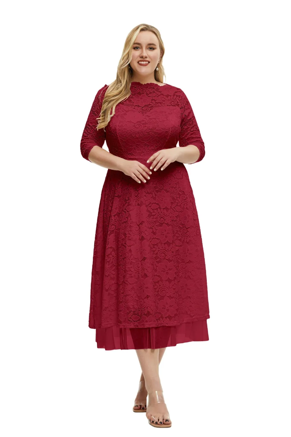 Plus Size Women's Lace Evening Dress 11 Plus Size Women's Lace Evening Dress - Image 9