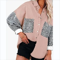 Plus Size Women Shirt Leopard Patchwork Loose Long Sleeve Top -Plus Size Dresses Shop ef9b6372bfa0efcd