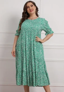 Plus Size Women Summer Short Sleeve Printed Loose Dress -Plus Size Dresses Shop f02e82551ead4363